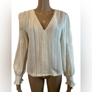 Peace n’ Love Elegant Crochet Cream Knit Women's Top Blouse size S/M